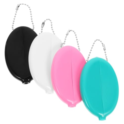Ipetboom 4 Stück Teiliges Ovales Münzgeldbörse aus PVC mit Kette Kleine Münzaufbewahrungstasche in Schwarz Grün Weiß Rosa Kompakt Vielseitig für Reisen Alltag Damen Herren Ipetboom 4 Stück Teiliges Ovales Münzgeldbörse aus PVC mit Kette Kleine Münzaufbewahrungstasche in Schwarz Grün Weiß Rosa Kompakt Vielseitig für Reisen Alltag Damen Herren von Ipetboom