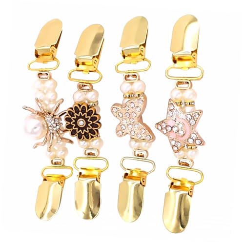 Ipetboom 4 Stück Teiliges Perlen Cardigan Clips Abs Zarte Strickjacken Klammern zum Festziehen Vielseitige Mode Accessoires für Pullover Schals und Kleider von Ipetboom