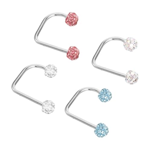 Ipetboom 4 Stück Teiliges Piercing Schmuck Lippenringe aus Metall Langlebig und Sicher Modischer Horseshoe Stil in Weiß Hellrosa und Ab Farbverlauf Vielseitig Kombinierbar für Damen von Ipetboom