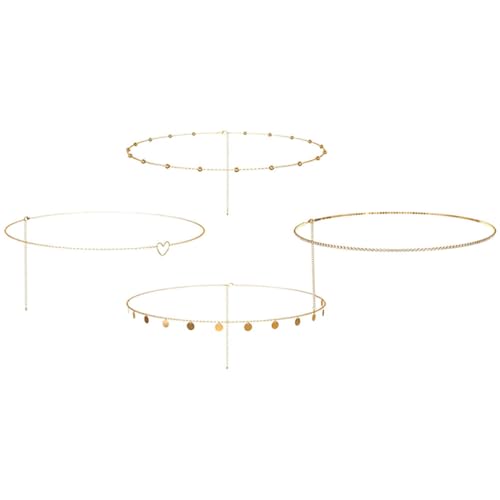 Ipetboom 4 Stück Teiliges Set Damen Taillenkette Metall Verstellbare Körperkette für Kleider Vielseitig Einsetzbar für Strand Partys und Besondere Anlässe von Ipetboom