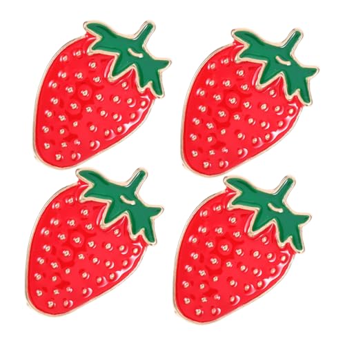 Ipetboom 4 Stück Teiliges Set Erdbeer Broschen Anstecker für Kleidung und Taschen Obst Themen Accessoires für Freunde und Familie von Ipetboom
