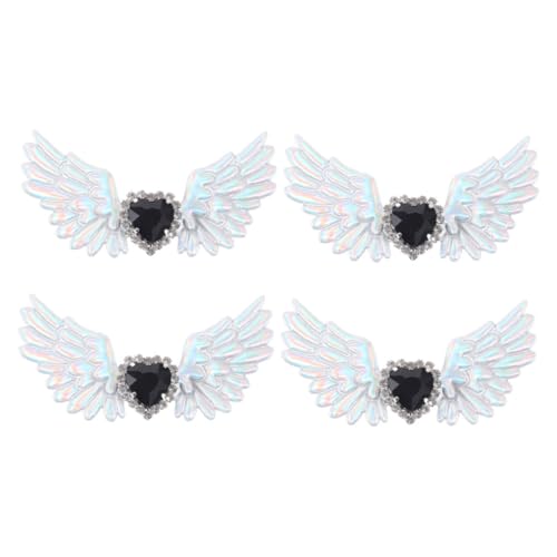 Ipetboom 4 Stück Teiliges Silberne Engelsflügel Schuhclips mit Strasssteinen Gothischer Stil Langlebige und Stoffverarbeitung Schuhdekoration für Stiefel und Kreative Accessoires von Ipetboom