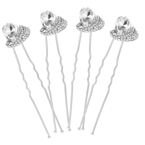 Ipetboom 4 Stück Teiliges Strass Haarnadeln Braut Haarschmuck U Form Haarspangen Metall Leicht für Hochzeit Brautfrisur Damen Haarschmuck Zubehör Weiß von Ipetboom