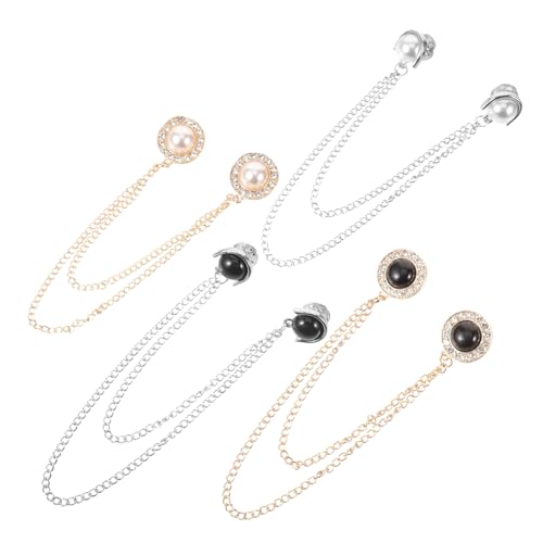 Ipetboom 4 Stück Teiliges Vintage Strickjackenclips mit Kette Broschennadeln aus Langlebiger Elegant und Rostfrei Geeignet für Damen Cardigan Blusen und Mäntel Vielseitig für Arbeit und von Ipetboom