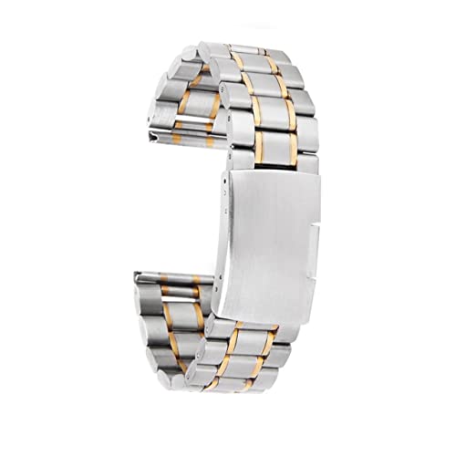 Ipetboom 4 Stück Uhrenarmband mit Soliden Gliedern und Geradem Ende Ersatz Federstiften Silber Gold für Schnelle Anpassung Ihrer Uhr von Ipetboom