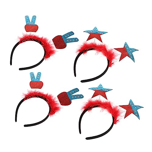 Ipetboom 4stücke Stirnbänder Für Unabhängigkeitstag Bunte Kopfaccessoires Mit Fünf Punkten Und Siegsgeste Für Partys Und Festlichkeiten von Ipetboom
