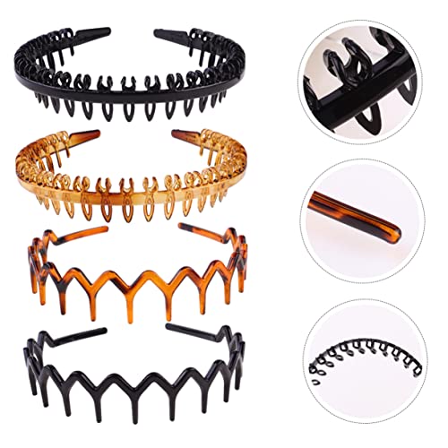 Ipetboom 4 Stück Vintage Anti-Rutsch-Stirnband Zähne kämmen Stirnband Kämme für Männer haarschmuck Haargummi Anti-Rutsch-Kopfschmuck Stirnband zum Waschen des Gesichts gezahnt Kamm Zubehör von Ipetboom