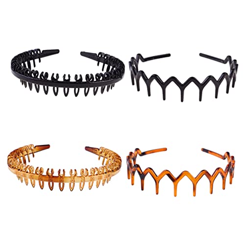 Ipetboom Haarschmuck 4 Stück Vintage Anti-rutsch-stirnband Kopfbedeckung Für Frauen Heim-outdoor-sport- Und Yoga-zubehör Breite Stirnbänder Kamm Universal- Männer Und Frauen Plastik von Ipetboom