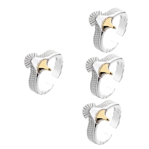 Ipetboom 4 Stück Vintage Eagle Ring für Damen Verstellbarer Finger Schmuck Retro Design Stilvolles Accessoire für zu Weihnachten Valentinstag Geburtstagen von Ipetboom