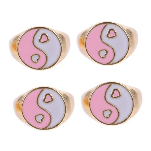 Ipetboom 4 Stück Vintage Tai Chi Design Ringe für Damen Teiliges Langlebigem Metall Kreative Finger Schmuckstücke Eleganter Einzigartiger für Modebewusste Frauen von Ipetboom