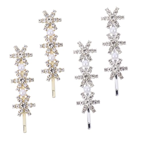 Ipetboom 4 Stück Weihnachtliche Haarspangen Damen Schneeflocke Strass Haarnadeln Metallfest Halten Eleganter Haarschmuck für Party Alltag und Cosplay von Ipetboom