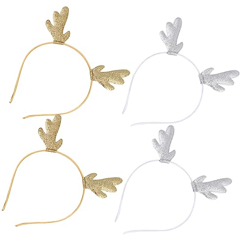 Ipetboom 4stücke Weihnachts-rentier-geweih Haarreif Für Damen Und Mädchen Glitzerndes Stirnband Für Partys Und Cosplay von Ipetboom
