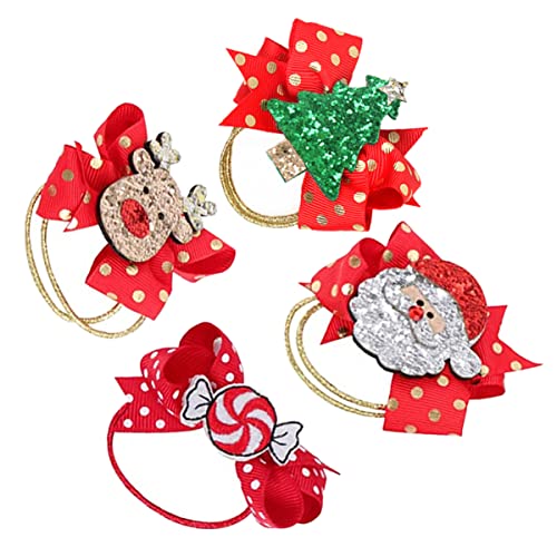 Ipetboom 4stücke Teiliges Weihnachts Haargummis Mit -bow Für Mädchen Funkelnde Haaraccessoires Für Festliche Frisuren Für Mädchen Und Schülerinnen von Ipetboom