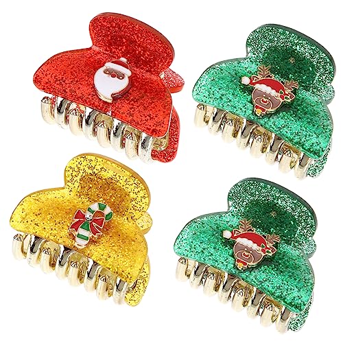 Ipetboom 4 Stück Weihnachtshaarspangen Clips Haarspangen für Damenhaarschmuck Zubehör Styling haarspange weihnachten weihnachts haarspangen Weihnachtsaccessoires Haarspange für Frauen Acryl von Ipetboom