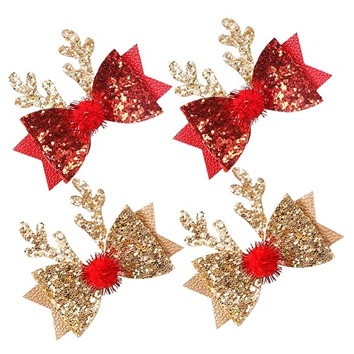 Ipetboom 4stücke Teiliges Weihnachts Haarspangen Mit Reindeer Antler Bogen Haarklammern Für Mädchen Festlicher Haarschmuck Für Weihnachten Und Partys von Ipetboom