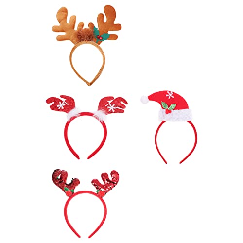 Ipetboom 4stücke Weihnachts-stirnbänder Mit Rentiergeweih Für Erwachsene Festliche Haaraccessoires Für Partys Und Weihnachtsfeiern von Ipetboom