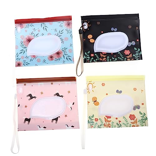 Ipetboom 4 Stück Wiederverwendbare Eva Wet Tissue Beutel mit Klappdeckel Robustes Auslaufsicheres Feuchttuch Etui Verschiedenen Farben Leicht Waschbar für Reisen und Outdoor Aktivitäten von Ipetboom