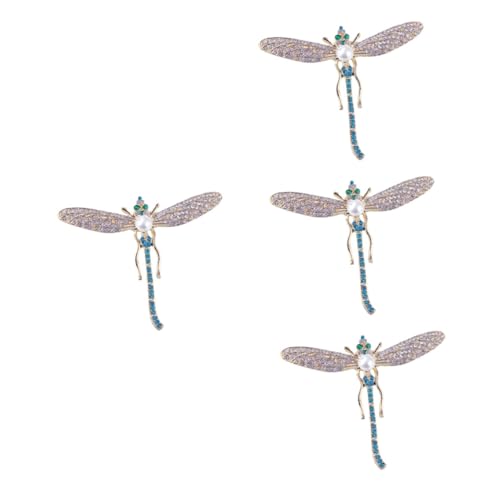 Ipetboom 4 Stück Wunderschöne Libellen Brosche mit Kristallen Anstecknadel für Frauen für Kleidung Schals Hüte Perfektes Accessoire für Besondere Anlässe Tägliches von Ipetboom