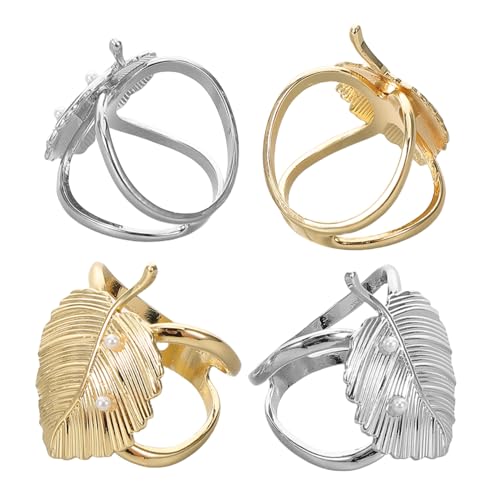Ipetboom 4stücke Schalhalterclip Mit Blättern Und Kunstperlen Schalverschluss Für Seidenschals Tücher Hemden Und Kleider Vintage-schalringclips Schalschnallen Für Schmuckzubehör von Ipetboom