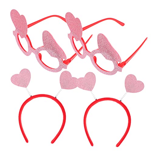 Ipetboom 4 Stück valentinstag stirnband Gefälligkeiten für Hochzeitsfeiern herz sonnenbrille kinder Haarbänder Tiara Valentinstag-Party-Haarband Valentinstag rotes Herz Haarband Amor Gläser von Ipetboom