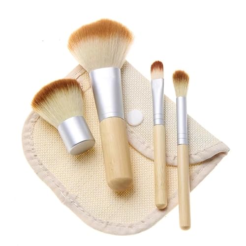 Ipetboom 4stücke Kosmetik Pinsel Mit Bambus Griff Und Nylon Borsten Für Foundation Gesicht Puder Lidschatten Make-up Für Frauen Damen von Ipetboom