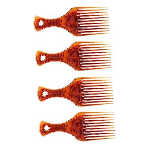 Ipetboom 4stücke Breitkamm Haarstyling Teilig Mit Grobzinkigem Design Für Lockige Und Glatte Frisuren Antistatisch Handlicher Transparent-brauner Griff Für Männer Und Frauen von Ipetboom