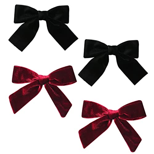 Ipetboom 4 Stück Samt Haarspangen Mit Schleife Für Frauen Stilvolle Haarnadeln in Schwarz Und Weinrot Langlebiges Haarschmuck Design Für Festivals Partys Und Besondere Anlässe von Ipetboom