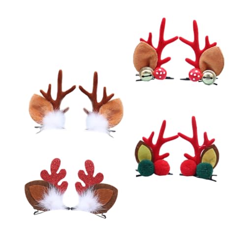 Ipetboom 4paare Weihnachtliche Mädchen Haarschmuck Dekorative Haarspangen Mit Geweih Weihnachtskugeln Und Glöckchen Süße Accessoires Für Festliche Anlässe Und Partys von Ipetboom