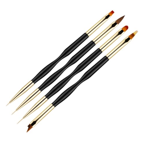 Ipetboom 4stücke Teiliges Set Nagelkunst Stifte Schwarz Doppelseitige Malpinsel Für Präzise Nail Art Zubehör Für Maniküre Und Kreative Designs von Ipetboom