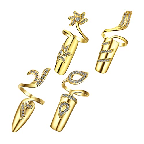 Ipetboom 4stücke Nagelringe Mit Strass Für Frauen Verstellbare Ringe Als Nageldekoration Robustes Legierungsmaterial Für Langlebigen Nagelschmuck von Ipetboom