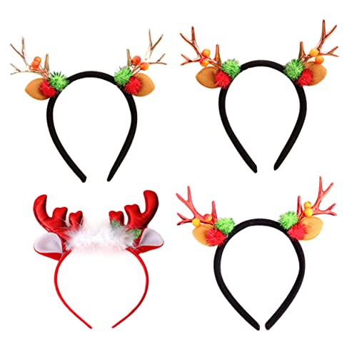 Ipetboom 4stücke Rentier Geweih Weihnachts Stirnband Haarband Kopfschmuck Haarschmuck Für Winter Party Feiertage Weihnachten von Ipetboom