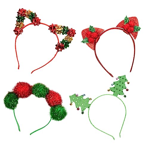 Ipetboom 4stücke Weihnachts-haarband Mit Katzenohren Dekorative Haaraccessoires Für Weihnachtsbaum Und Glockendesigns Für Festlichkeiten Und Partys von Ipetboom