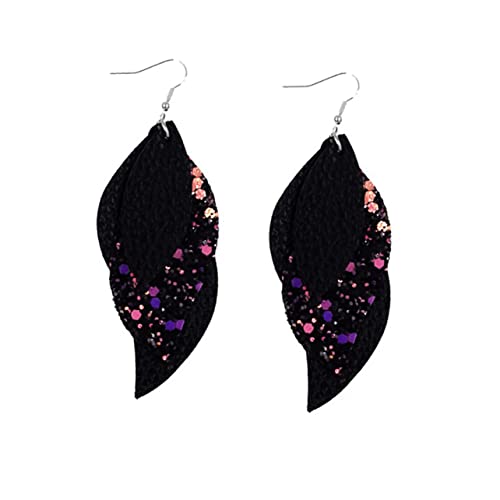 Ipetboom 5 Paare Kreative Blattform Ohrringe Mehrlagige Lederohrringe für Damen Vielseitige Dekoration Gemischter Stil von Ipetboom