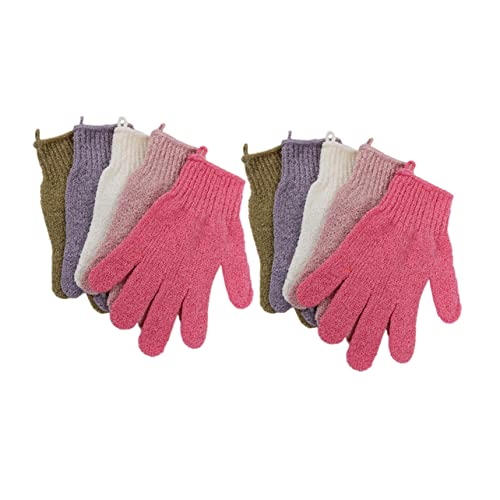 Ipetboom 5 Paare Bad Dusche Schwamm Bad Luffa Handschuh Peeling-Handschuh Badehandschuh Badebürste exfoliating glove exfoliate gloves handschuhe doppelseitig Badetuch von Ipetboom