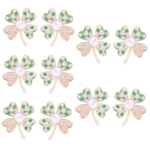Ipetboom 5 Paare St Patrick's Day Ohrstecker Kleeblatt Ohrringe mit Strassbesatz Leicht und Langlebig Party und Alltagsaccessoires für Damen und Mädchen für Freunde von Ipetboom