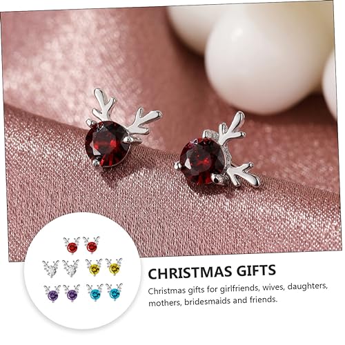 Ipetboom 5 Paare Weihnachts Ohrringe Elch Ohrstecker Trendige Ohrschmuck Damen Bunte Farbmischung Modisch und für Party und Alltag Zufällige Farbe von Ipetboom
