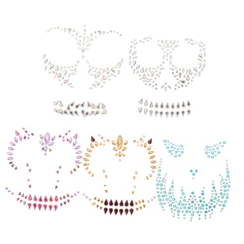 Ipetboom 5sätze Gesichts-juwelen Aufkleber Für Halloween Festival Partys Selbstklebende Strasssteine Für Eindrucksvolle Gesichtsbemalung Dekoration Für Kostüme Und Feiern von Ipetboom
