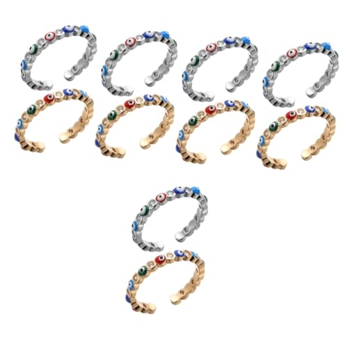 Ipetboom 5 Sätze Evil Eye Ring Verstellbare Ringe Für Frauen Zirkonia Schmuck Elegantes Design Farben Outfit Platinbeschichtung 2 Stück * 5 von Ipetboom