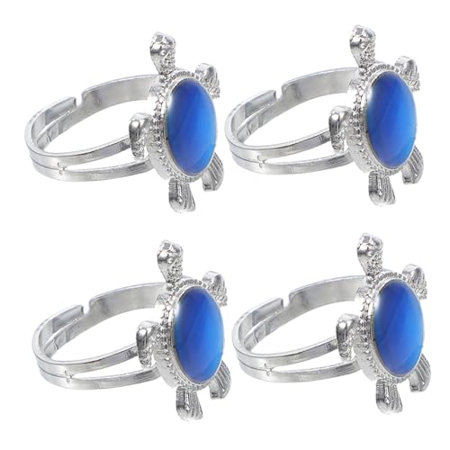 Ipetboom 5 Sätze Schildkröten Farbwechselringe Unisex Temperaturänderungsring Für Emotionen Schmuckstück Für Erwachsene Kreatives Design Macht Spaß 4 Stücke * 5 von Ipetboom