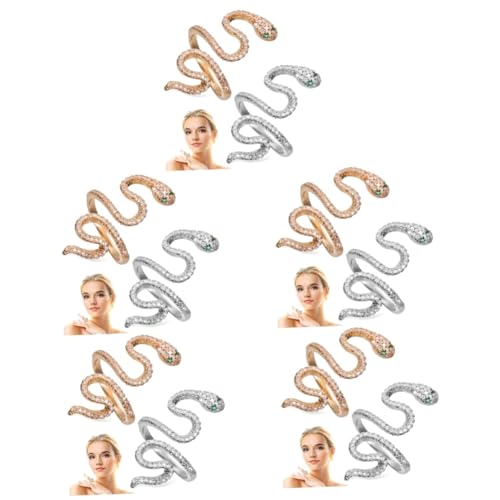 Ipetboom 5 Sätze Schlangenring Für Damen Herren Teiliges Gold Silber Verstellbare Tierband Ringe Einzigartiger Unisex Schmuck Für Freunde Familie 2 Stücke * 5 von Ipetboom