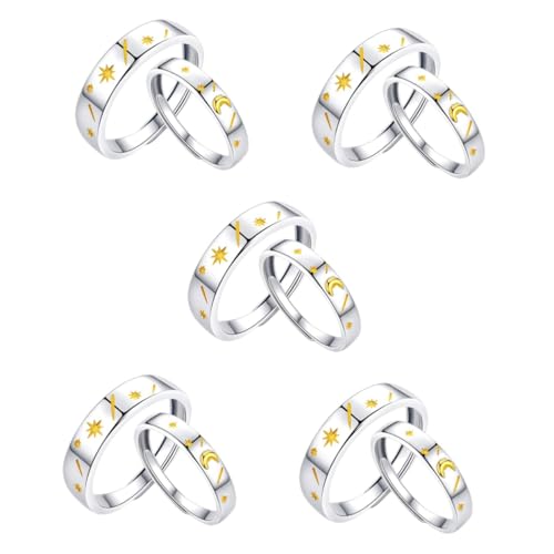 Ipetboom 5 Sätze Verstellbare Partner Ringe Kreative Stern Ringe Für Schmuck Für Verlobung Hochzeit Fingerdekoration Mit Edlem Design 2 Stück * 5 von Ipetboom