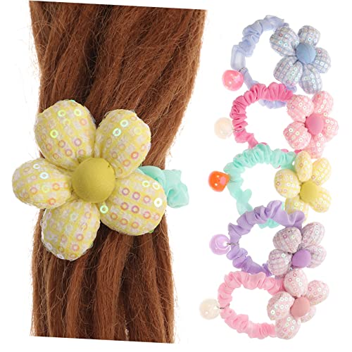 Ipetboom 5 Stk Blumen-haargummi Aus Stoff Perlen Haarschal Süße Haarsträhnen Boho-haar-armbänder Kleine Haarbänder Blumenhaarschals Frühlingshaarringe Haarschleifen Kind Karikatur von Ipetboom