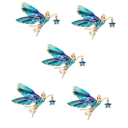 Ipetboom 5 Stück Brosche Feennadel Für Kleidung Süße Damen Accessoires Flügel Hochzeit Kleidungsnadel Dekoration Hat Strass Nadel Rucksack Nadel Feen Anstecknadel Metall von Ipetboom