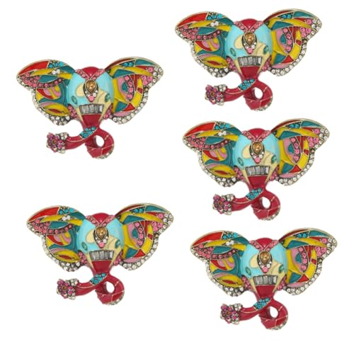Ipetboom 5 Stück Brosche für Damen Emaille Anstecknadel mit Retro Tier Schmuck Accessoire für Kleidung Schals Langlebiges Zartes Design für Elefantenliebhaber von Ipetboom