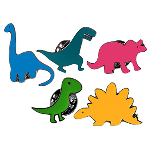 Ipetboom 5 Stück Dinosaurier Broschen Cartoon Anstecknadeln Emaille für Damen Langlebige und Stilvolle Pins zur Verschönerung von Kleidung Taschen und Accessoires von Ipetboom