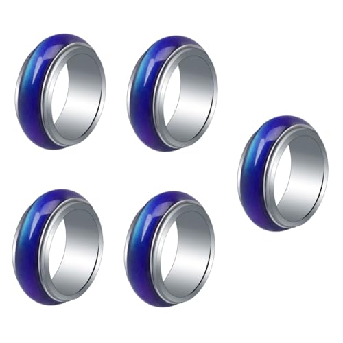 Ipetboom 5 Stück Farbenwechselnder Stimmungsring für Damen Herren Kreativer Temperaturwechselring Langlebig Perfektes für Feiertage Geburtstage Jubiläen von Ipetboom