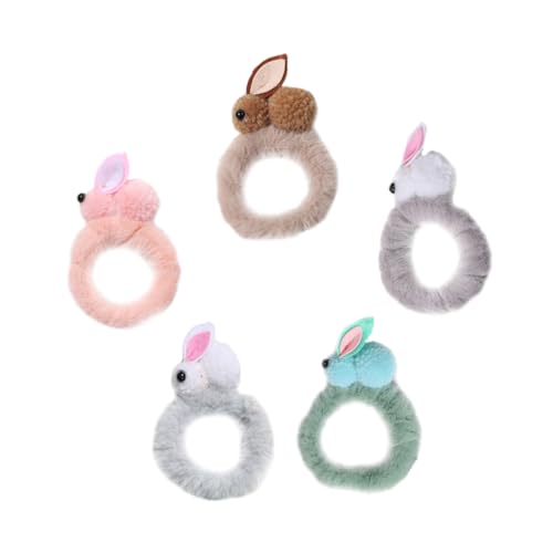 Ipetboom 5 Stück Hasenhaargummi Zubehör Klein Haarbindungen Für Inhaber Band Mädchen Halter Gummibänder Hasenhaarring Plüsch von Ipetboom