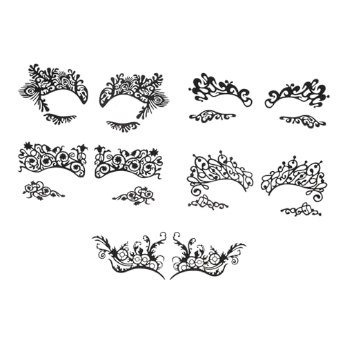 Ipetboom 5 Stück Masquerade Augen Tattoos Spitzen Eyeliner Sticker Karneval Party Makeup Eyelids Aufkleber für Glamouröse Verkleidungen und Festival Looks von Ipetboom