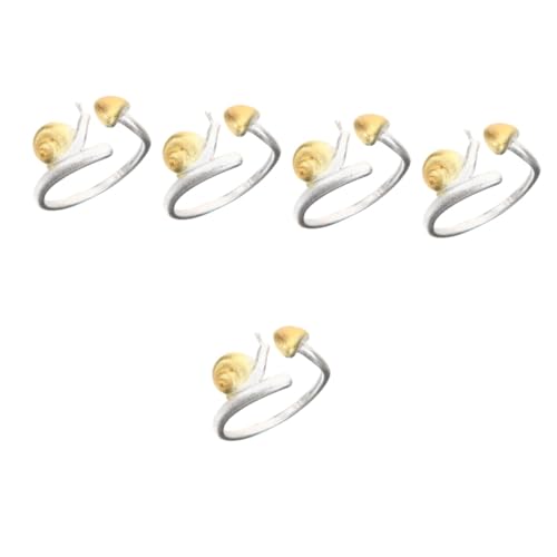 Ipetboom 5 Stück Mushroom Ring Damen Verstellbar Eleganter Snail Ring für Hochzeiten Partys Stilvolles Modeschmuck für Frauen Einzigartiger von Ipetboom