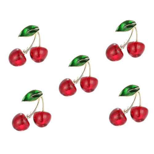 Ipetboom 5 Stück Resin Brosche Kirsche Damen Anstecknadel Kleidung Accessoire für Besondere Anlässe Wie Hochzeiten Geburtstage Abschlussfeiern von Ipetboom